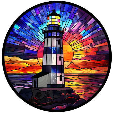 (150-31) Stained Glass Lighthouse