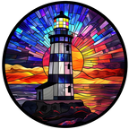 (150-31) Stained Glass Lighthouse