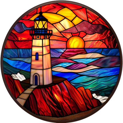 (150-31) Stained Glass Lighthouse