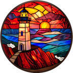 (150-31) Stained Glass Lighthouse