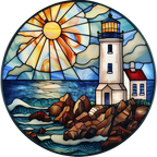 (150-31) Stained Glass Lighthouse