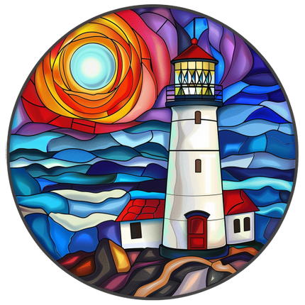 (150-31) Stained Glass Lighthouse