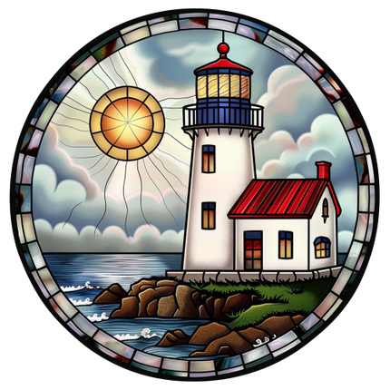 (150-31) Stained Glass Lighthouse