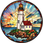 (150-31) Stained Glass Lighthouse