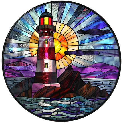 (150-31) Stained Glass Lighthouse