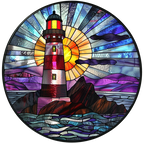 (150-31) Stained Glass Lighthouse