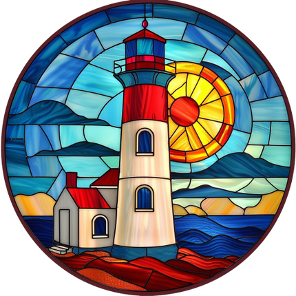 (150-31) Stained Glass Lighthouse