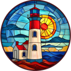 (150-31) Stained Glass Lighthouse