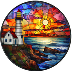 (150-31) Stained Glass Lighthouse