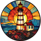 (150-31) Stained Glass Lighthouse