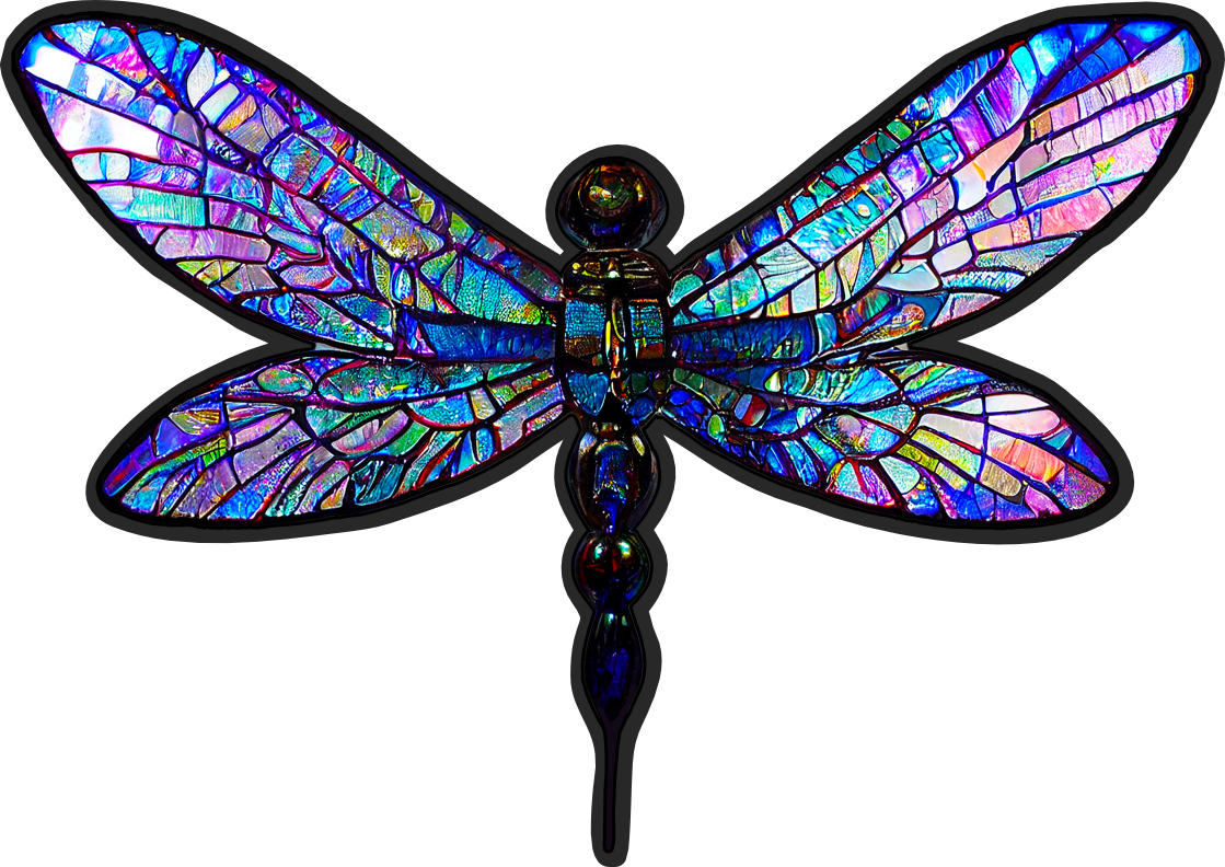 (s150-04-1A)  Stained Glass Dragonfly