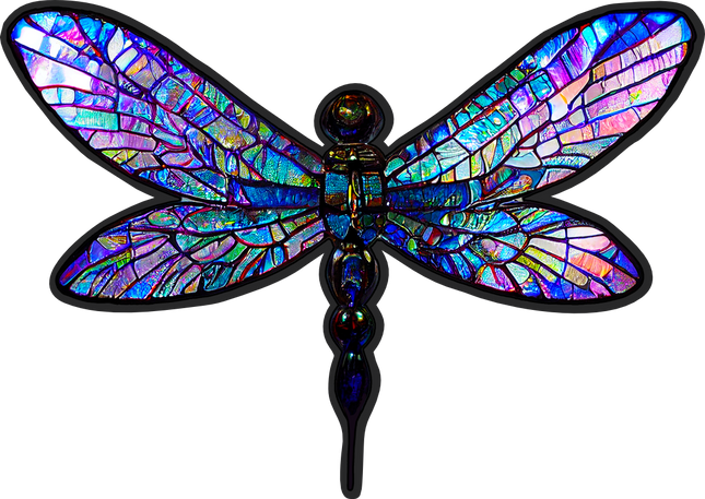 (s150-04-1A)  Stained Glass Dragonfly