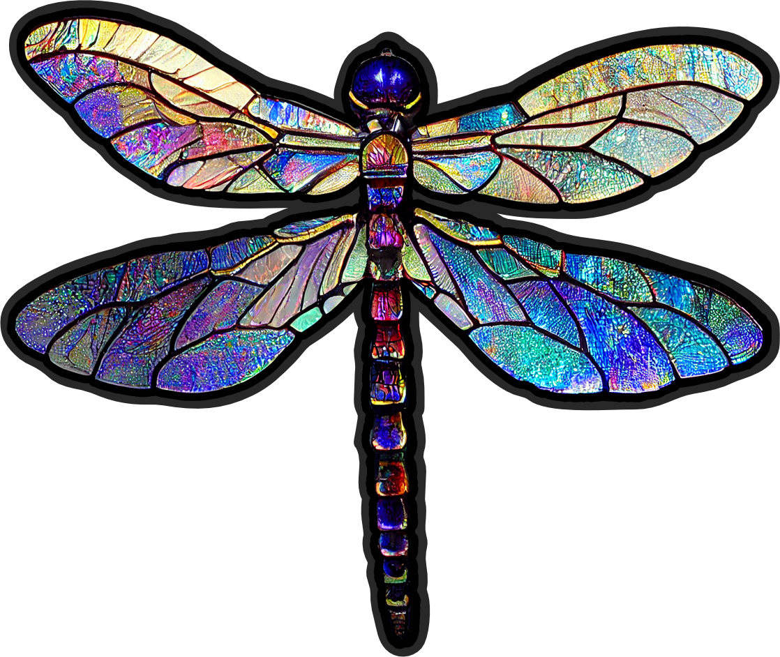 (s150-04-1B)  Stained Glass Dragonfly