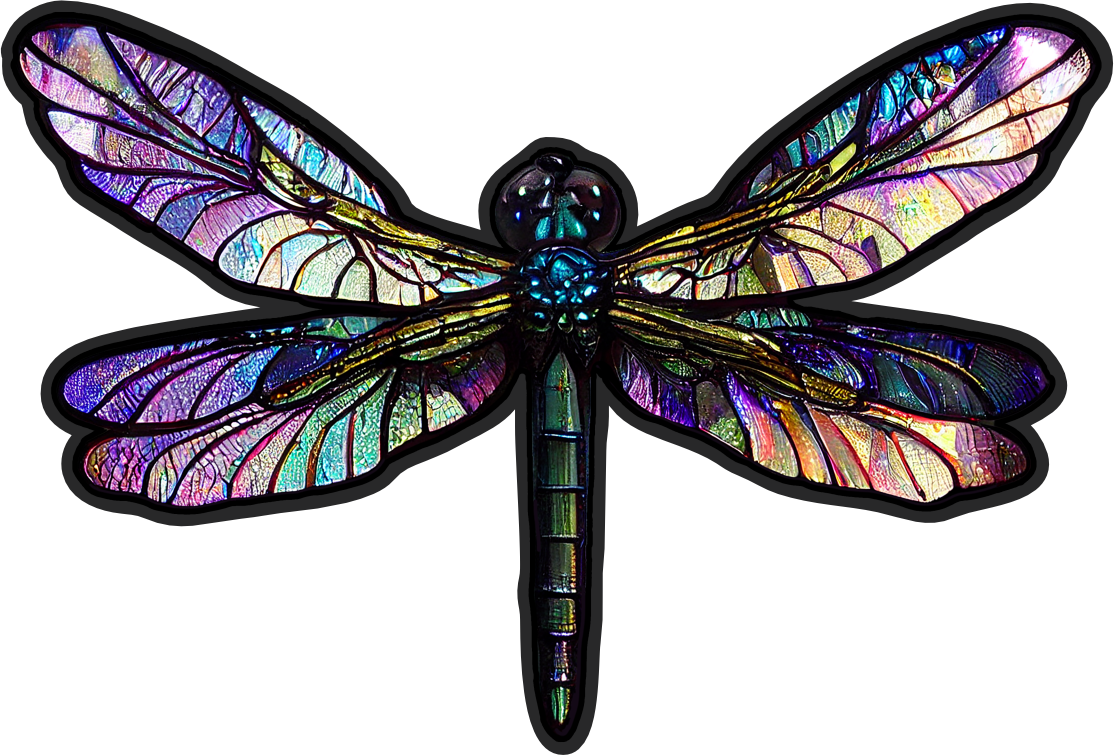 (s150-04-1C)  Stained Glass Dragonfly