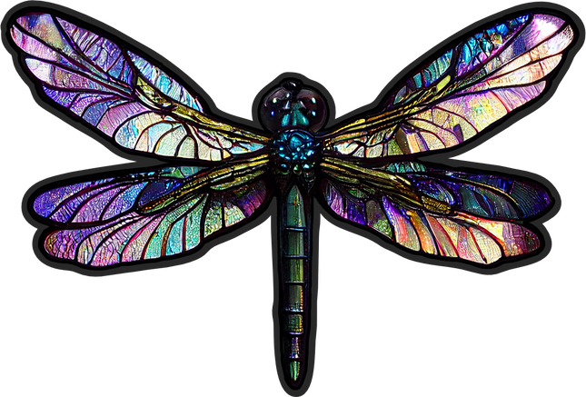 (s150-04-1C)  Stained Glass Dragonfly
