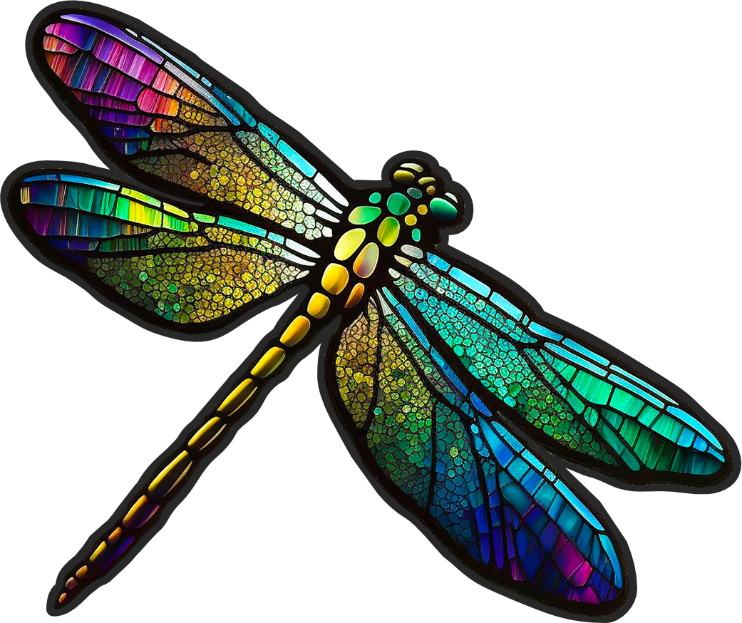(s150-04-1D)  Stained Glass Dragonfly
