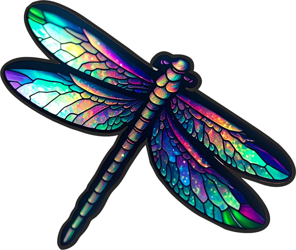 (s150-04-1E)  Stained Glass Dragonfly