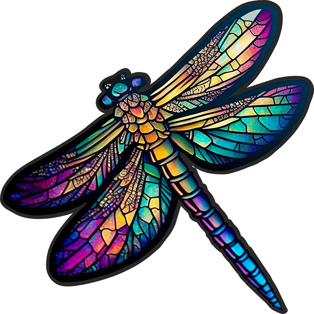(s150-04-1G)  Stained Glass Dragonfly