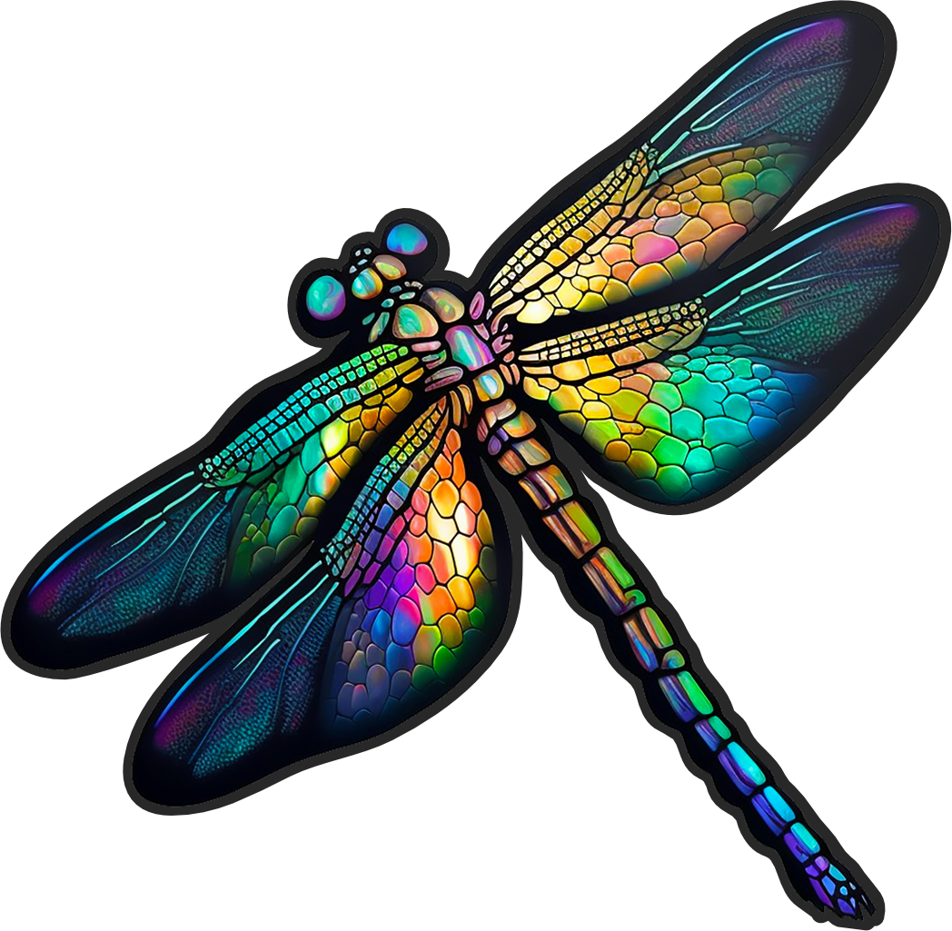 (s150-04-1H)  Stained Glass Dragonfly