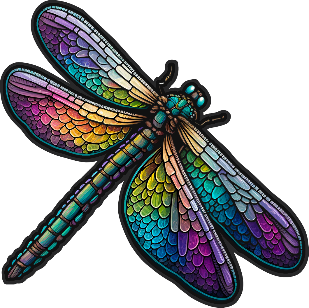 (s150-04-1I)  Stained Glass Dragonfly