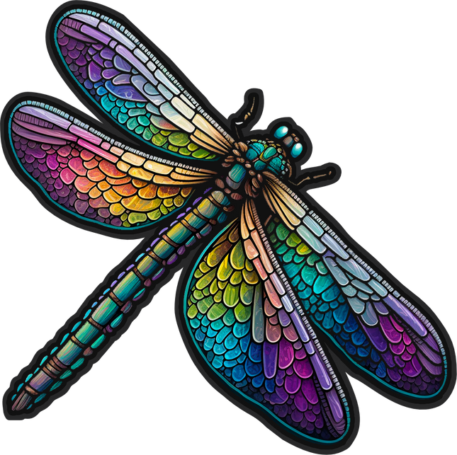 (s150-04-1I)  Stained Glass Dragonfly