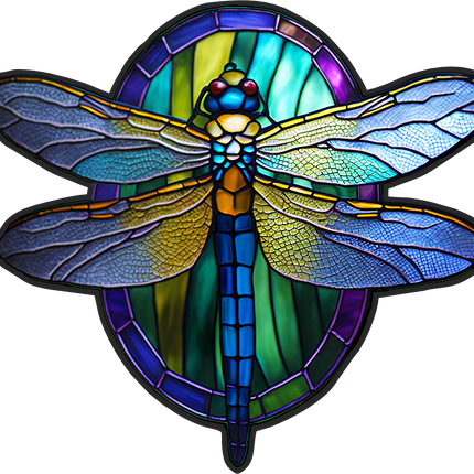 (s150-04-1J)  Stained Glass Dragonfly