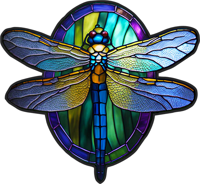 (s150-04-1J)  Stained Glass Dragonfly