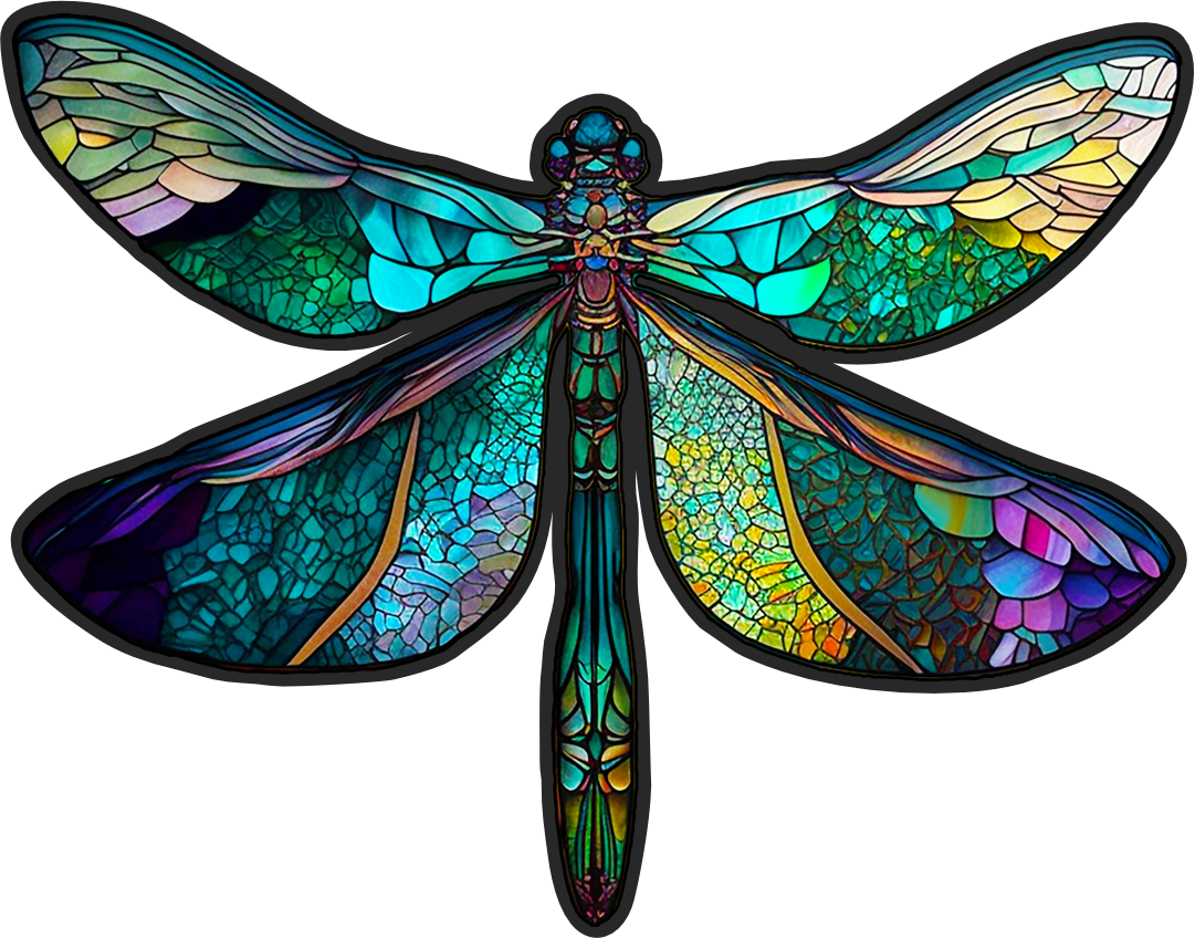 (s150-04-1K)  Stained Glass Dragonfly