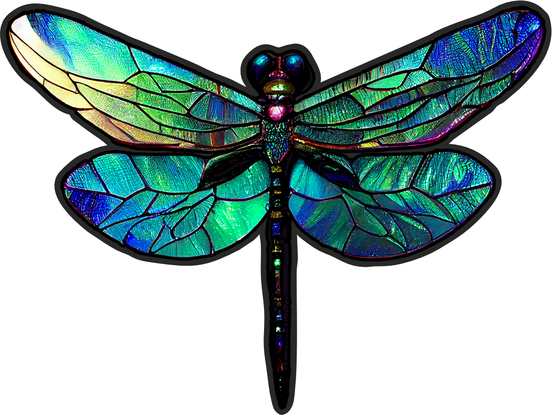 (s150-04-1L)  Stained Glass Dragonfly
