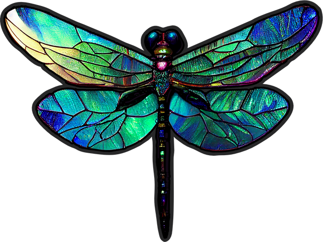 (s150-04-1L)  Stained Glass Dragonfly