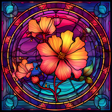 (150-05-2A) Stained Glass Flower Cosmos