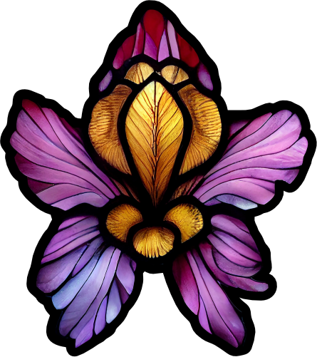 (150-05-1A) Stained Glass Flower Iris
