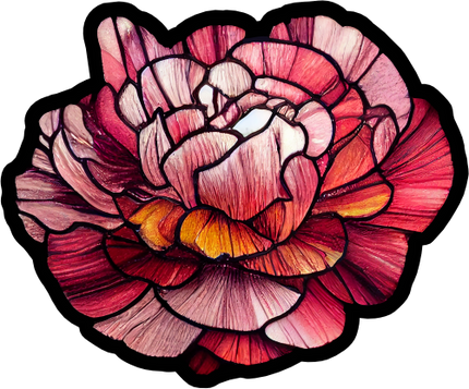 (150-05-1C) Stained Glass Flower Peony