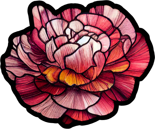 (150-05-1C) Stained Glass Flower Peony