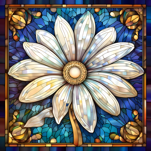 (150-05-2C) Stained Glass Flower Daisy