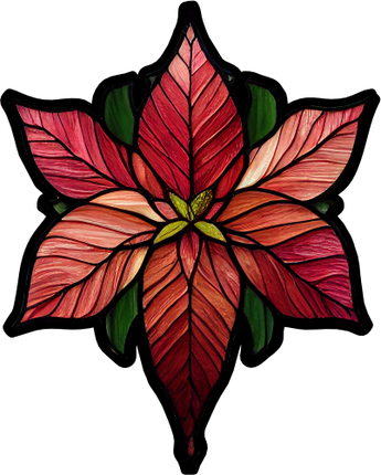 (150-05-1E) Stained Glass Flower Poinsettia