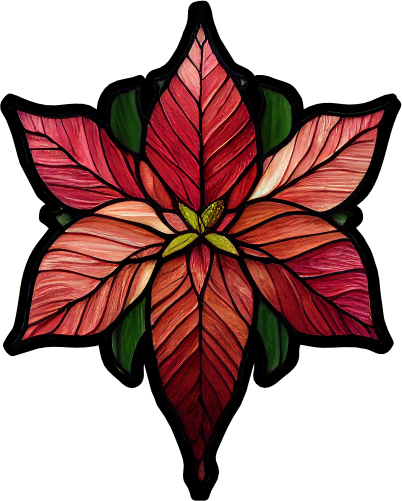 (150-05-1E) Stained Glass Flower Poinsettia