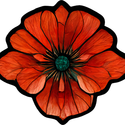 (150-05-1F) Stained Glass Flower Poppy