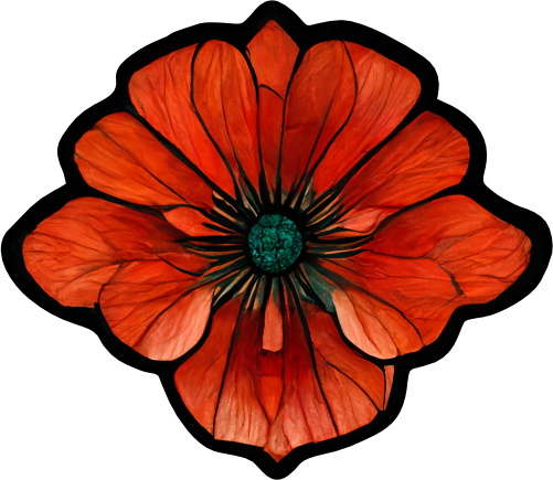 (150-05-1F) Stained Glass Flower Poppy
