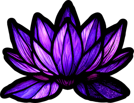 (150-05-1G) Stained Glass Flower Purple Lotus