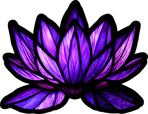 (150-05-1G) Stained Glass Flower Purple Lotus