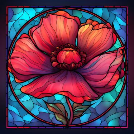 (150-05-2G) Stained Glass Flower Poppy