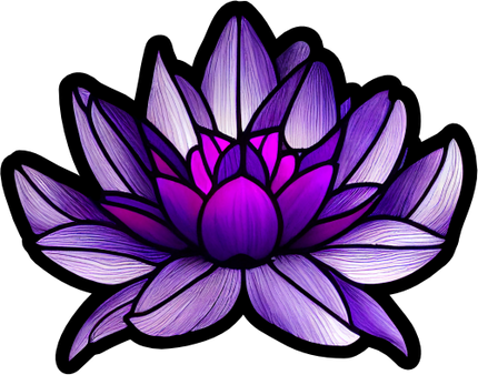 (150-05-1G) Stained Glass Flower Purple Lotus