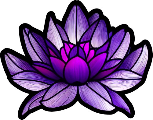 (150-05-1G) Stained Glass Flower Purple Lotus