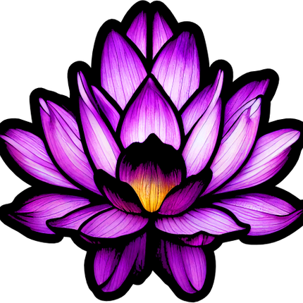 (150-05-1G) Stained Glass Flower Purple Lotus