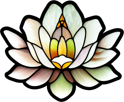 (150-05-1J) Stained Glass Flower White Lotus
