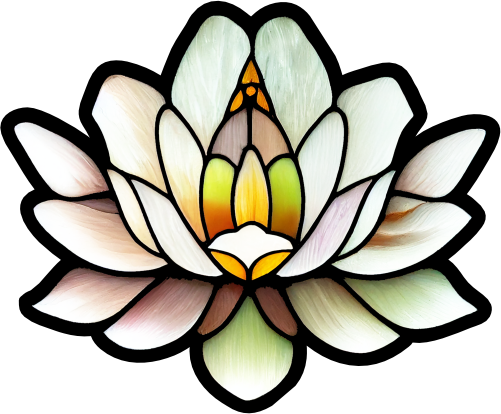 (150-05-1J) Stained Glass Flower White Lotus