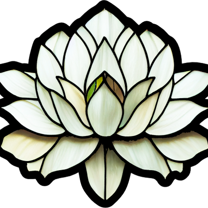 (150-05-1J) Stained Glass Flower White Lotus
