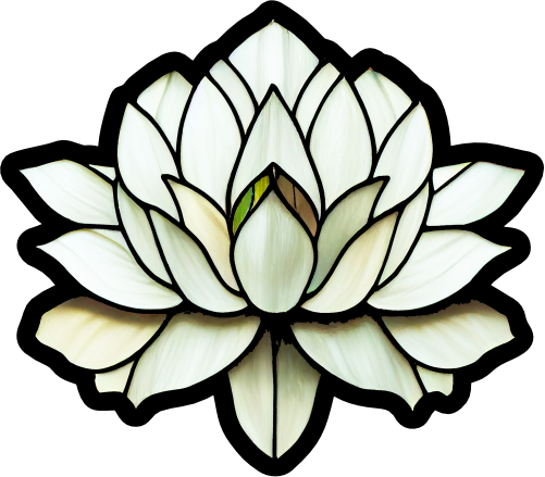 (150-05-1J) Stained Glass Flower White Lotus