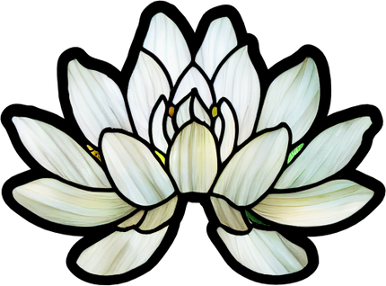 (150-05-1J) Stained Glass Flower White Lotus